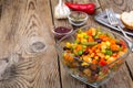 Vegetable dish with red beans in glass bowl Royalty Free Stock Photo