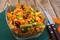 Vegetable dish with red beans in glass bowl Royalty Free Stock Photo