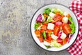 Vegetable dish, salad with bell pepper, tomato, italian mix, fresh lettuce and mozzarella cheese. Healthy food Royalty Free Stock Photo