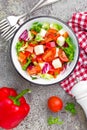 Vegetable dish, salad with bell pepper, tomato, italian mix, fresh lettuce and mozzarella cheese. Healthy food Royalty Free Stock Photo