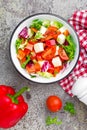 Vegetable dish, salad with bell pepper, tomato, italian mix, fresh lettuce and mozzarella cheese. Healthy food Royalty Free Stock Photo