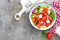 Vegetable dish, salad with bell pepper, tomato, italian mix, fresh lettuce and mozzarella cheese. Healthy food Royalty Free Stock Photo