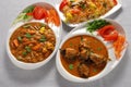 Vegetable & eggplant curry with pulao rice Royalty Free Stock Photo