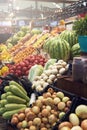 Vegetable farmer market counter Royalty Free Stock Photo