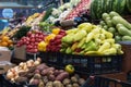 Vegetable farmer market counter Royalty Free Stock Photo