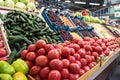 Vegetable farmer market counter Royalty Free Stock Photo