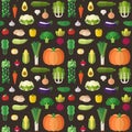 Vegetable flat style big vector seamless pattern.