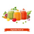 Vegetable food jars. Baby puree