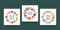 Vegetable frames collection with lettering, veggies illustrations arranged in circle, poster or card for farmers market