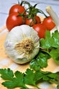 Vegetable fresh food tomato garlic persley Royalty Free Stock Photo