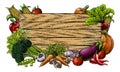 Vegetable Fresh Garden Produce Border Woodcut Sign