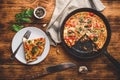 Vegetable frittata with broccoli and red bell pepper