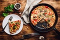 Vegetable frittata with broccoli and red bell pepper