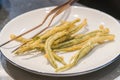 Vegetable fritters with peanut sweet sauce, thai cuisine