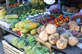 Vegetable and fruit, fish market in Morotai Island, Indonesia Royalty Free Stock Photo