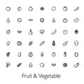 Vegetable and fruit flat line icon set. Healthy food pictograms and symbols for web or mobile app. - Vector Royalty Free Stock Photo