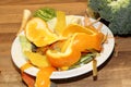 Vegetable and fruit peels on plate