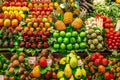 Vegetable and fruit stall in Mercat de la Boqueria