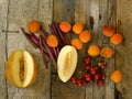 VEGETABLE FRUIT AND VEGETABLES IN ALL COLORS Royalty Free Stock Photo