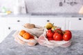 Vegetable And Fruits In Net Bag Royalty Free Stock Photo