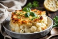 A vegetable gratin with cauliflower and parmesan cheese