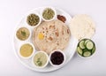 Vegetable Gujarati kathiyawadi thali on table, Indian thali meal Royalty Free Stock Photo