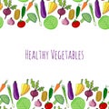 Vegetable hand drawn colorful background. healthy food decoration vector illustration.