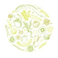 Vegetable hand drawn vintage vector illustration. Vegetarian set of organic products. Can be used for wrapping paper