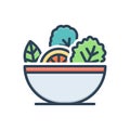 Color illustration icon for Vegetable, bowl and menu