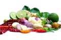 Vegetable ingredients for Thai food Tom Yum isolated on a white background Royalty Free Stock Photo