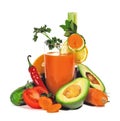 Vegetable juice with vegetables isolated