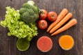 Vegetable juices&smoothie with fresh ingredie.