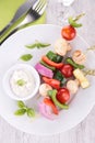 Vegetable kebab and spread cream Royalty Free Stock Photo