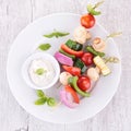 Vegetable kebab and spread cream