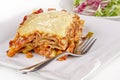 Vegetable lasagna with a fork