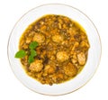 Vegetable lentil soup with meatballs Royalty Free Stock Photo