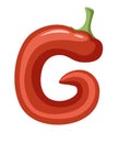 Vegetable letter G pepper style cartoon vegetable design flat vector illustration isolated on white background