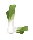Vegetable letter L leek style cartoon vegetable design flat vector illustration isolated on white background
