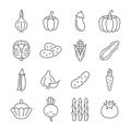 Vegetable line icon set. Salad ingredient vector sign. Editable stroke Royalty Free Stock Photo