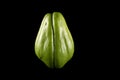 Chayote delicious green vegetable, standing, on black