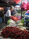 Vegetable market Hong Kong China . Huge chillis for sale! Royalty Free Stock Photo