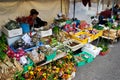 Vegetable market stall at morning market in the old town of Hida Takayama, Japan