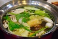 Vegetable and meat ball in hot pot Royalty Free Stock Photo
