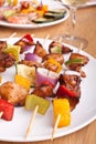 Vegetable and meat grilled kebabs Royalty Free Stock Photo