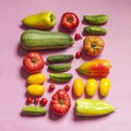 Vegetable mix on pink background. Royalty Free Stock Photo