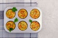 Vegetable muffins with shrimp