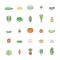 Vegetable multicolored icon set. Clean and simple outline design