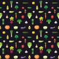 Vegetable multicolored seamless vector pattern. Modern flat design.