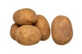 Vegetable not peeled potatoes on a white background