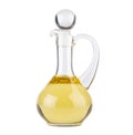 Vegetable oil in glass jug isolated on white background Royalty Free Stock Photo